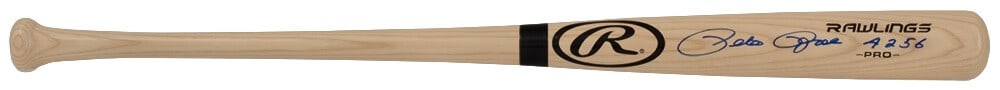 Signed Rawlings Pro Blonde Bat Pete Rose 4256 Inscription COA (1 of 1)