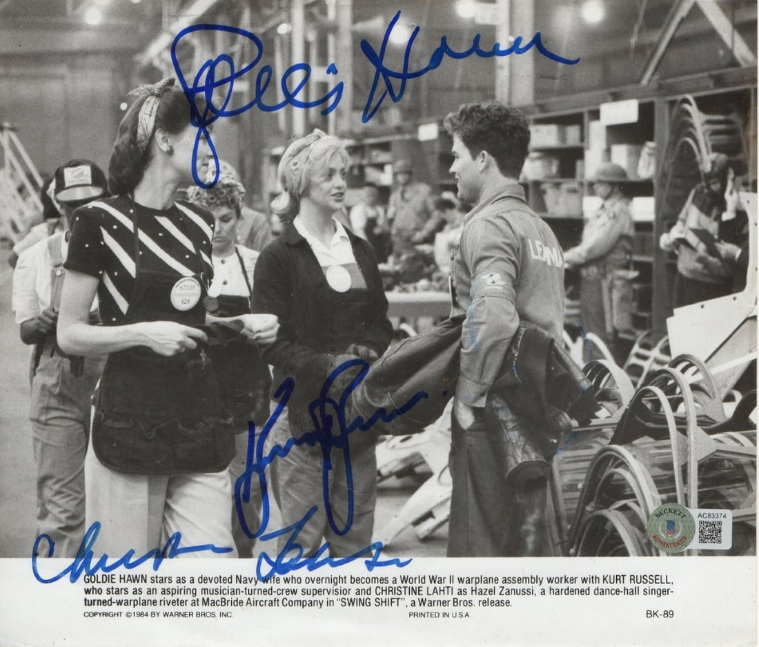 Beckett Authenticated Kurt Russell Goldie Hawn Christine Lahti 8x10 Photograph (1 of 2)