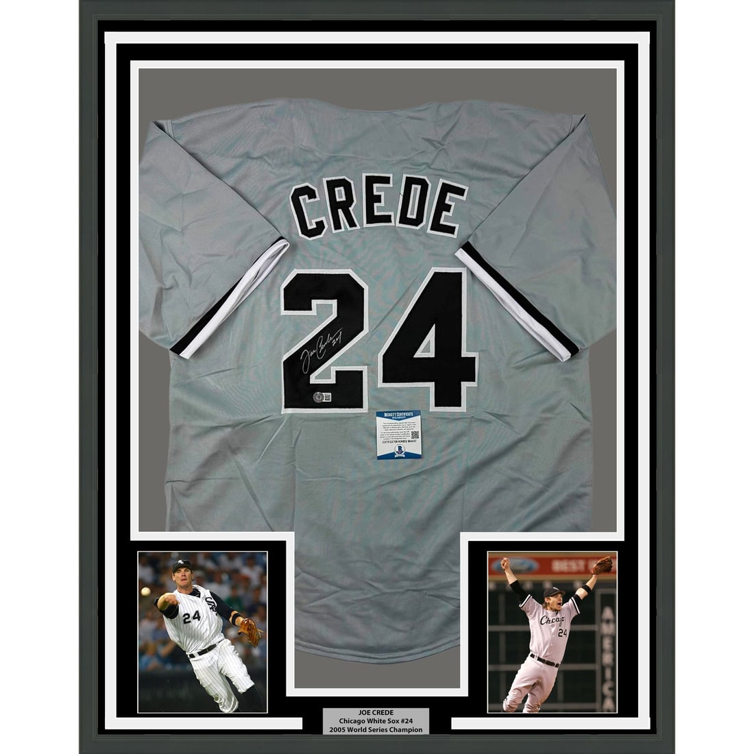 Framed Autographed Joe Crede Chicago White Sox Jersey Beckett BAS COA: Framed Autographed Joe Crede Chicago White Sox Jersey Beckett BAS COA Celebrate your love for baseball with this professionally framed and matted autographed Joe Crede Chicago White Sox jersey. The je