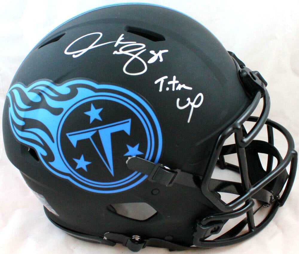 Tennessee Titans full size Eclipse Speed helmet signed by Derrick Mason (1 of 9)