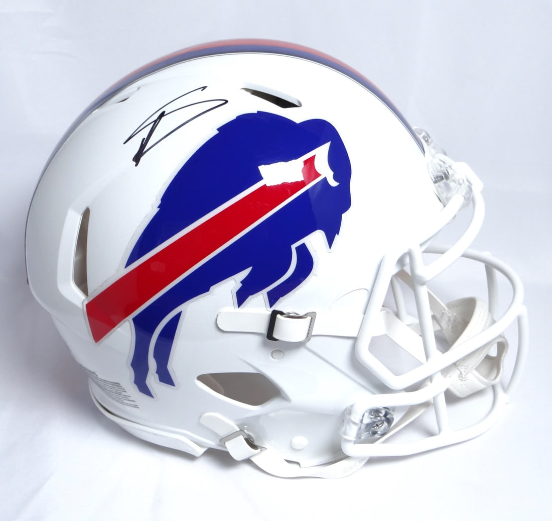 Buffalo Bills Speed Authentic Helmet Signed by Stefon Diggs Beckett Holo: Buffalo Bills Speed Authentic Helmet Signed by Stefon Diggs Beckett Holo Buffalo Bills authentic helmet autographed by Stefon Diggs. The item is listed as original, signed, and pre-owned, with country