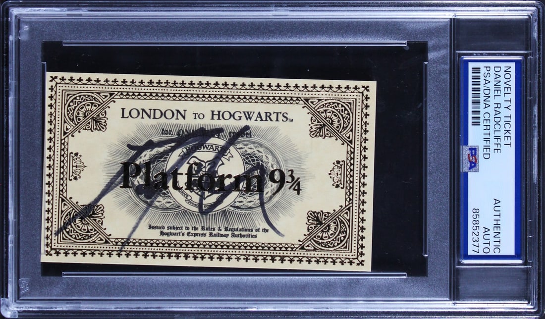 PSA slabbed Daniel Radcliffe signed Hogwarts Express replica ticket 4.25x2.5 (1 of 2)