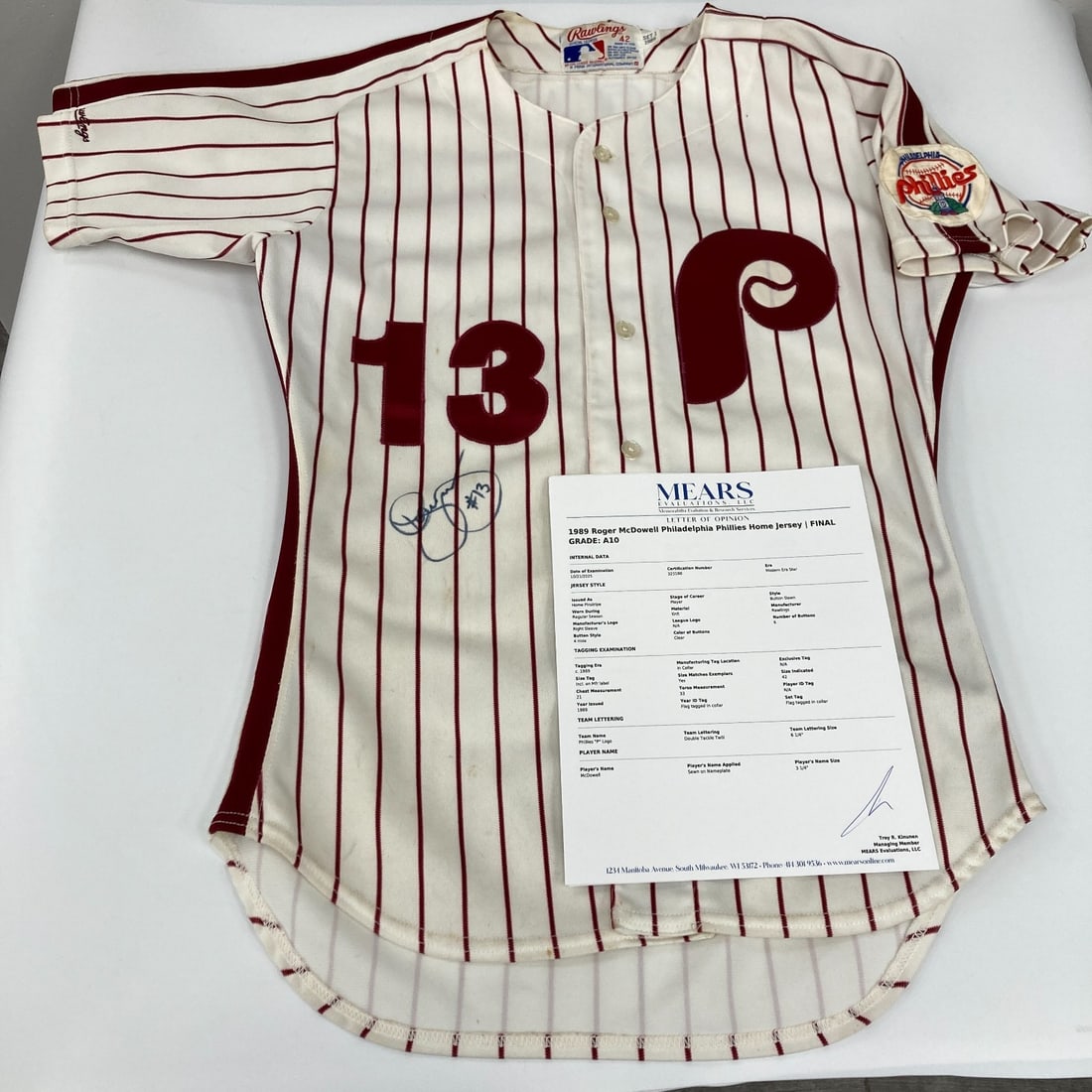 Roger McDowell 1989 Game Used Philadelphia Phillies Jersey MEARS A10 COA (1 of 13)