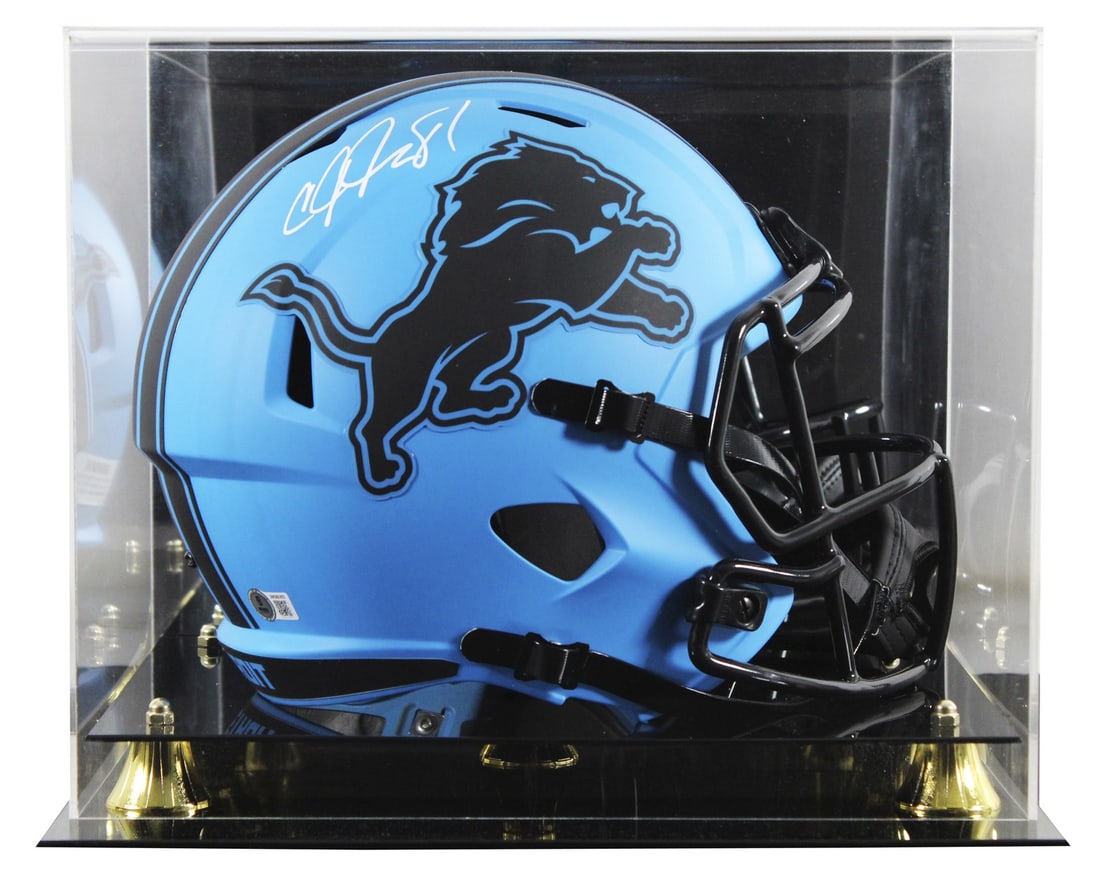 Calvin Johnson Signed Detroit Lions Full Size Speed Helmet with BAS Authentication: Calvin Johnson Signed Detroit Lions Full Size Speed Helmet with BAS Authentication This is a full-size speed replica helmet signed by Calvin Johnson, a legendary player of the Detroit Lions. The helme