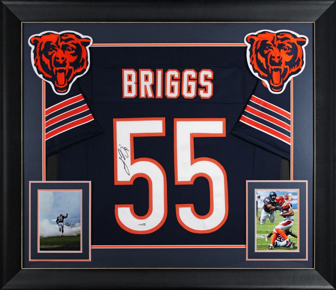 Framed Lance Briggs Signed Chicago Bears Navy Jersey JSA COA (1 of 2)