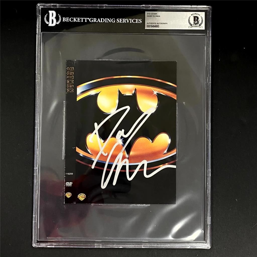 Batman DVD cover autographed by composer Danny Elfman Beckett authenticated: Batman DVD cover autographed by composer Danny Elfman Beckett authenticated This original DVD cover from the movie Batman features the signature of composer Danny Elfman. The autograph has been authen