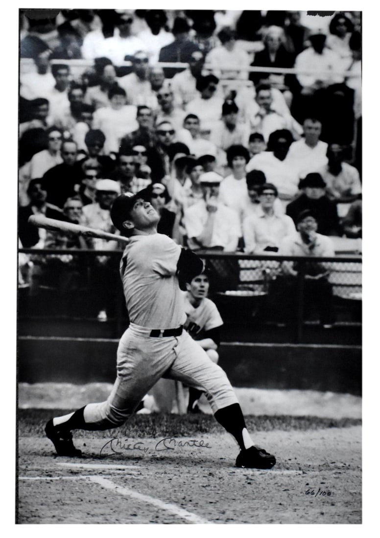 Mickey Mantle Autographed 20x30 Yankees Photo PSA DNA LOA Numbered 66 of 100 (1 of 4)