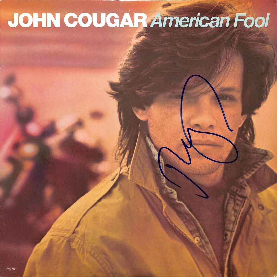 Autographed American Fool Album Cover by John Cougar Mellencamp with Beckett COA: Autographed American Fool Album Cover by John Cougar Mellencamp with Beckett COA This is an original "American Fool" album cover, hand-signed by John Cougar Mellencamp in blue permanent marker. The au
