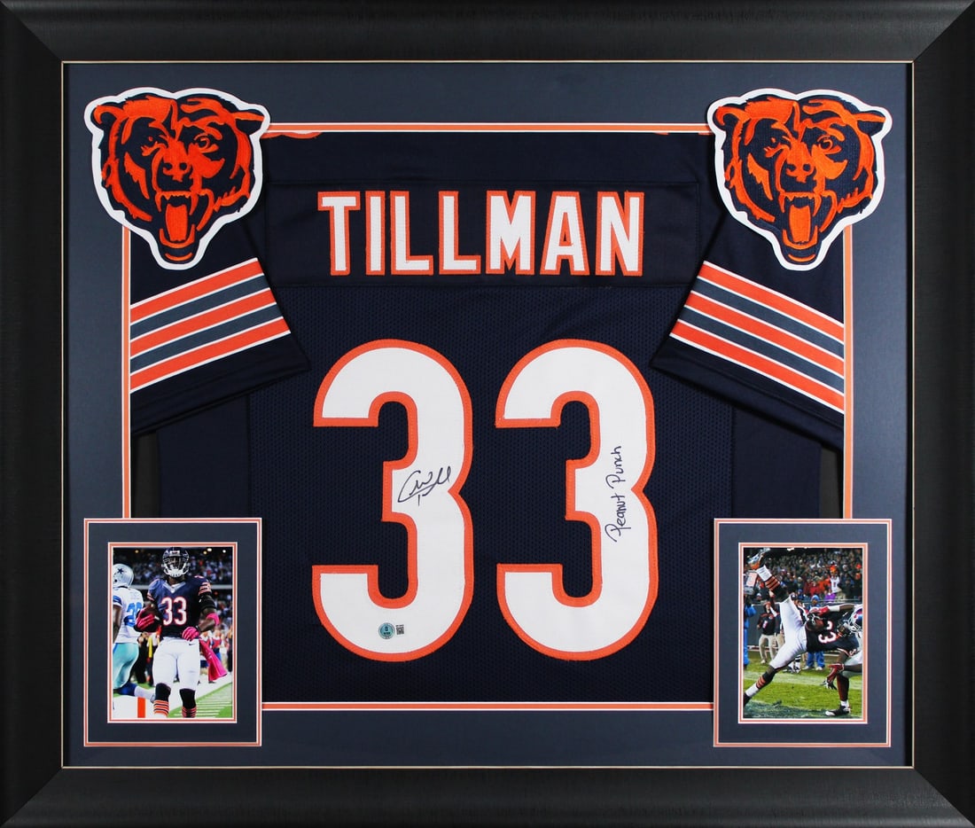 Charles Tillman Signed Navy Pro Style Framed Jersey Peanut Punch BAS Witnessed Chicago Bears (1 of 2)