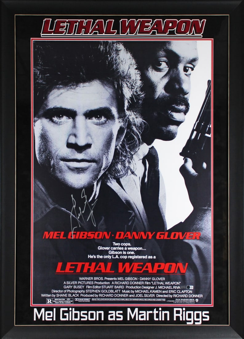 Mel Gibson Signed Lethal Weapon Framed 27x40 Poster BAS Authenticated: Mel Gibson Signed Lethal Weapon Framed 27x40 Poster BAS Authenticated This captivating and authentic 27x40 poster of 'Lethal Weapon' has been personally signed by the iconic Mel Gibson. Professionally
