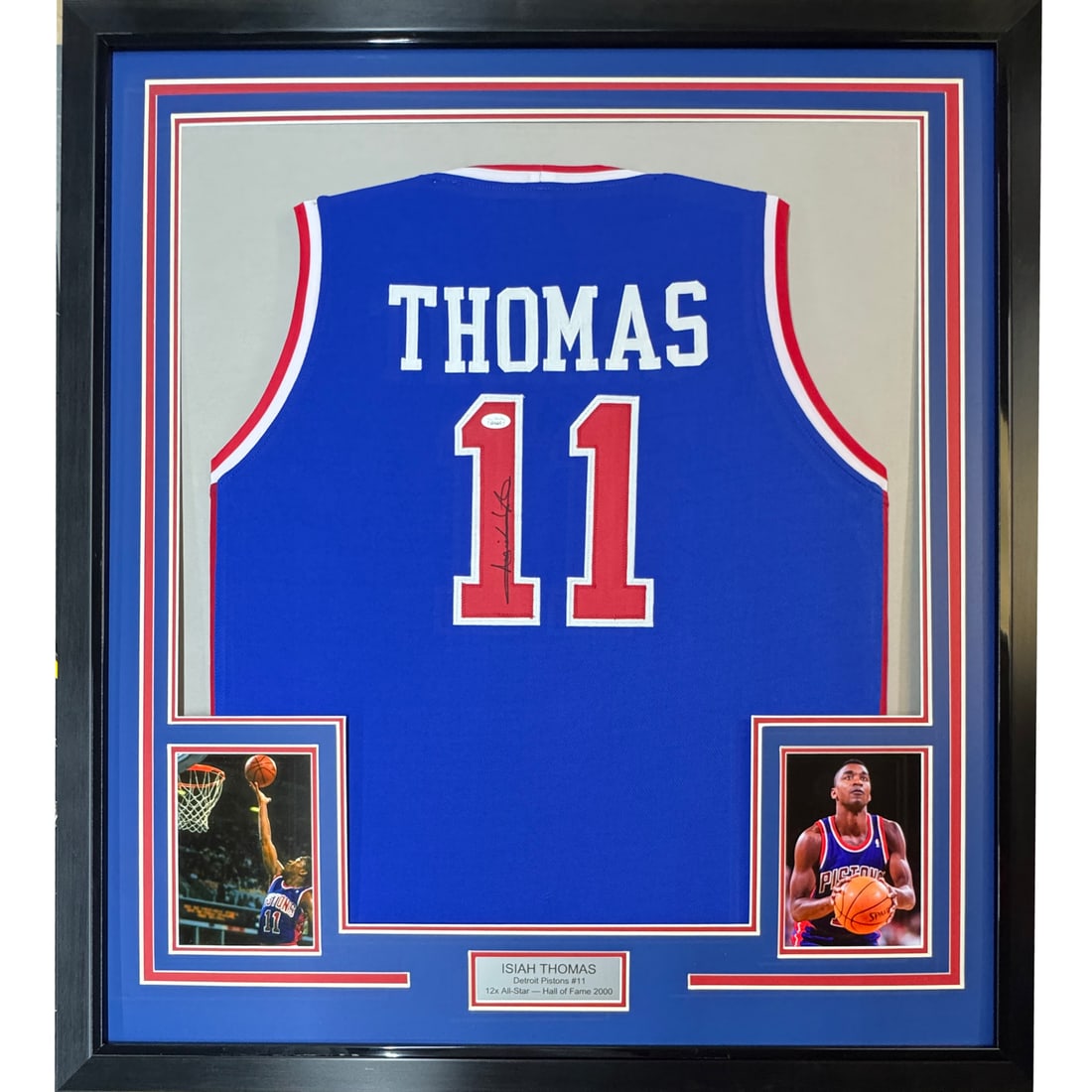 Framed Isiah Thomas Signed Jersey 33x42 Detroit Pistons Beckett COA (1 of 2)