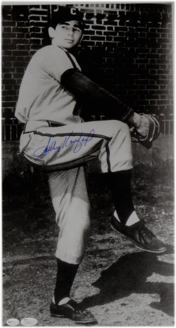 Sandy Koufax Hand Signed 11x20 Photo Los Angeles Dodgers JSA Authenticated: Sandy Koufax Hand Signed 11x20 Photo Los Angeles Dodgers JSA Authenticated This remarkable 11x20 photo features the legendary Sandy Koufax, showcasing his exceptional talent as a player for the Los An