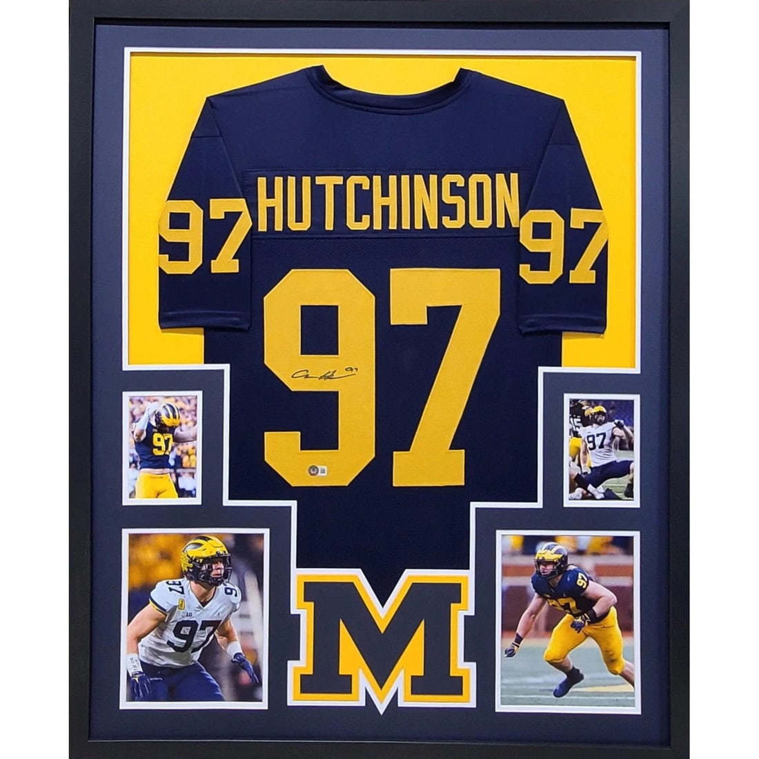 Aidan Hutchinson Signed Framed Michigan Jersey Beckett Authenticated: Aidan Hutchinson Signed Framed Michigan Jersey Beckett Authenticated Celebrate your love for Michigan football with this autographed Aidan Hutchinson framed jersey. Authenticated by Beckett, a leader 