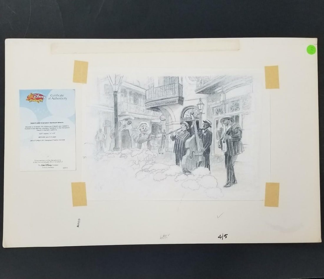 Brer Bear Main Street Sketch 15x23 Art With Disney Certificate of Authenticity: Brer Bear Main Street Sketch 15x23 Art With Disney Certificate of Authenticity This is a pre-owned Disneyland handbook sketch artwork featuring Main Street and Brer Bear. The piece measures 15 by 23 i
