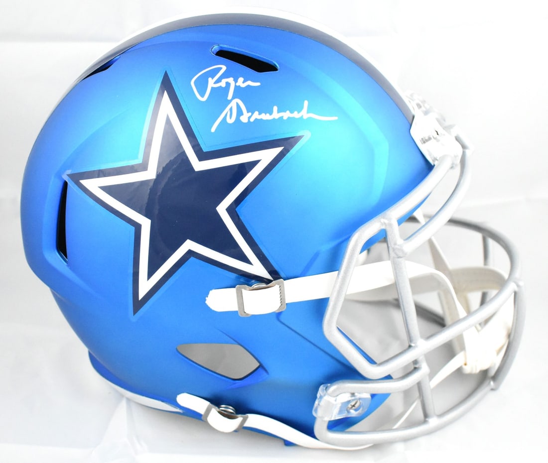 Dallas Cowboys full size Blaze Speed helmet signed by Roger Staubach Beckett holo (1 of 5)