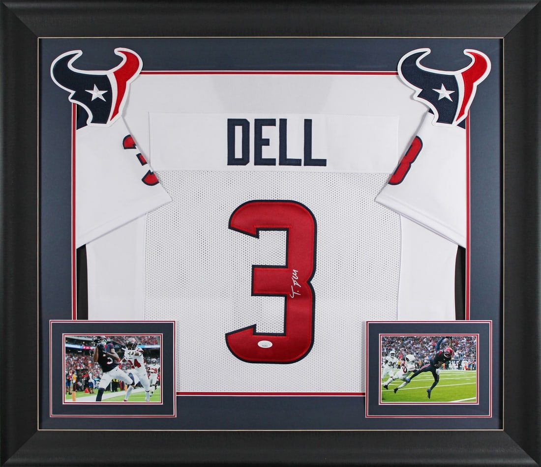 Tank Dell Houston Texans Signed Framed Jersey BAS Witnessed 32 x 37 (1 of 2)