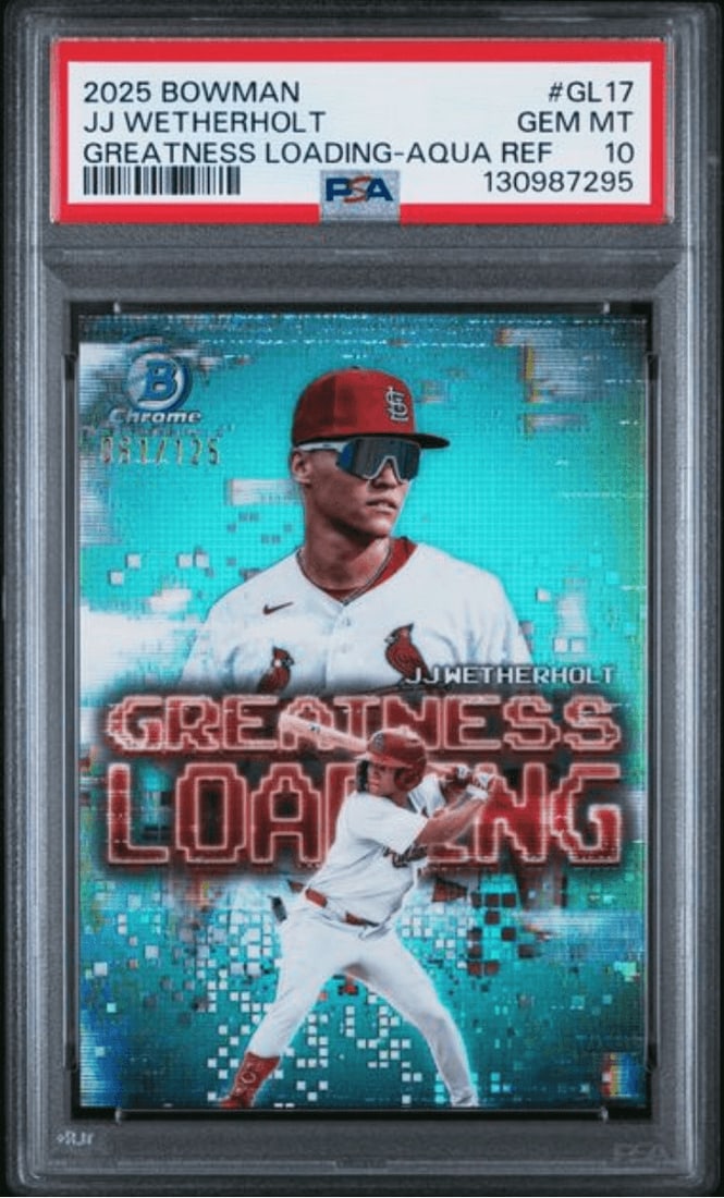 PSA 10 2025 Bowman JJ Wetherholt GL17 Aqua Refractor RC /125 (1 of 2)