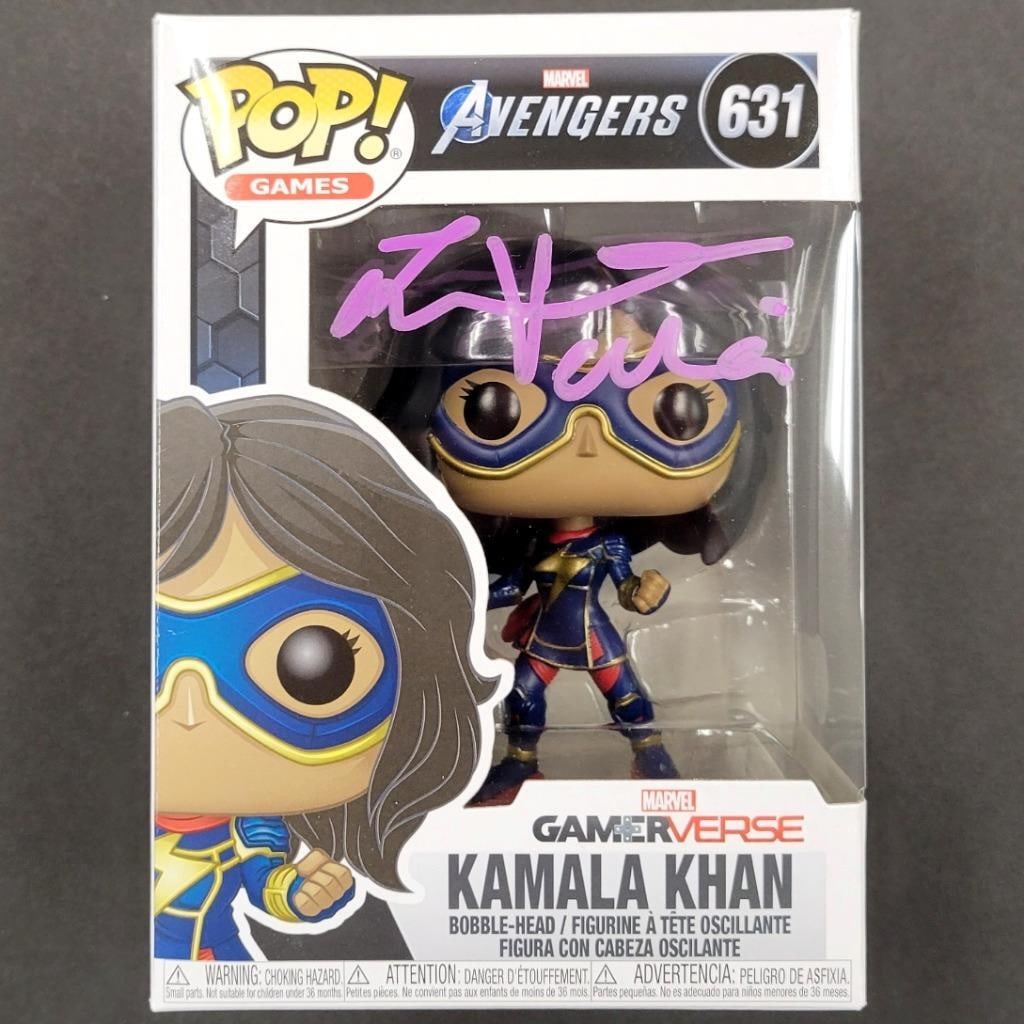 Iman Vellani Signed Ms. Marvel Kamala Khan Funko Pop Beckett Authenticated: Iman Vellani Signed Ms. Marvel Kamala Khan Funko Pop Beckett Authenticated This is an original Funko Pop! figure of Kamala Khan from the show Ms. Marvel, signed by actress Iman Vellani. The autograph 