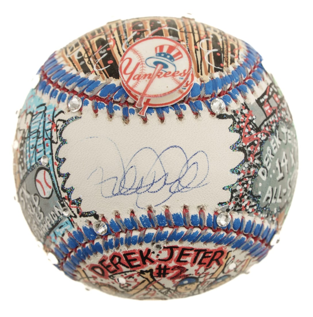 Signed Yankees baseball by Derek Jeter and Charles Fazzino Steiner authenticated: Signed Yankees baseball by Derek Jeter and Charles Fazzino Steiner authenticated This unique collectible features a regulation baseball adorned with hand-painted, mixed-media pop art by Charles Fazzin