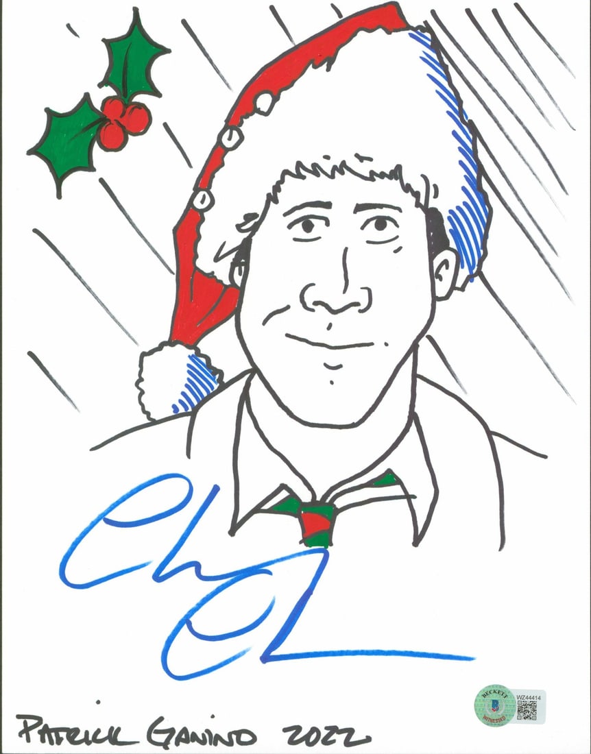Chevy Chase Signed 8.5x11 Sketch National Lampoon Christmas Vacation BAS Authenticated (1 of 3)