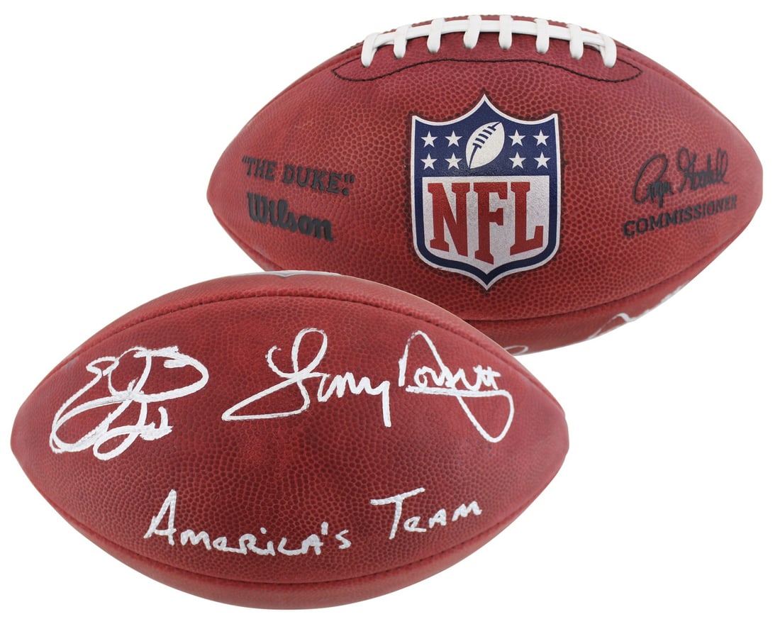 Official Wilson The Duke Football Signed by Emmitt Smith Tony Dorsett Beckett: Official Wilson The Duke Football Signed by Emmitt Smith Tony Dorsett Beckett Autographed Official Wilson "The Duke" NFL football personally signed by Tony Dorsett and Emmitt Smith of the Dallas Cowbo
