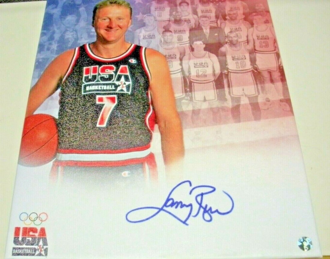 Larry Bird Signed 16x20 Canvas Photo with Hologram Boston Celtics Hall of Fame (1 of 2)