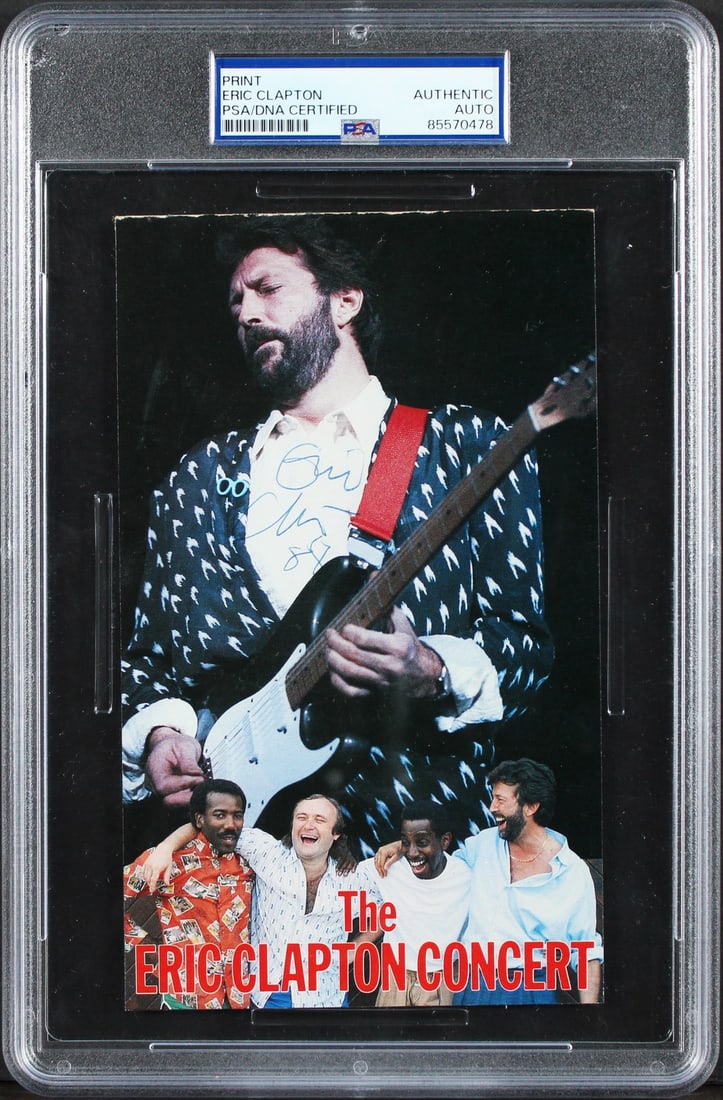 PSA DNA Slabbed Eric Clapton Autographed Concert Print 4.75x7.5 (1 of 2)