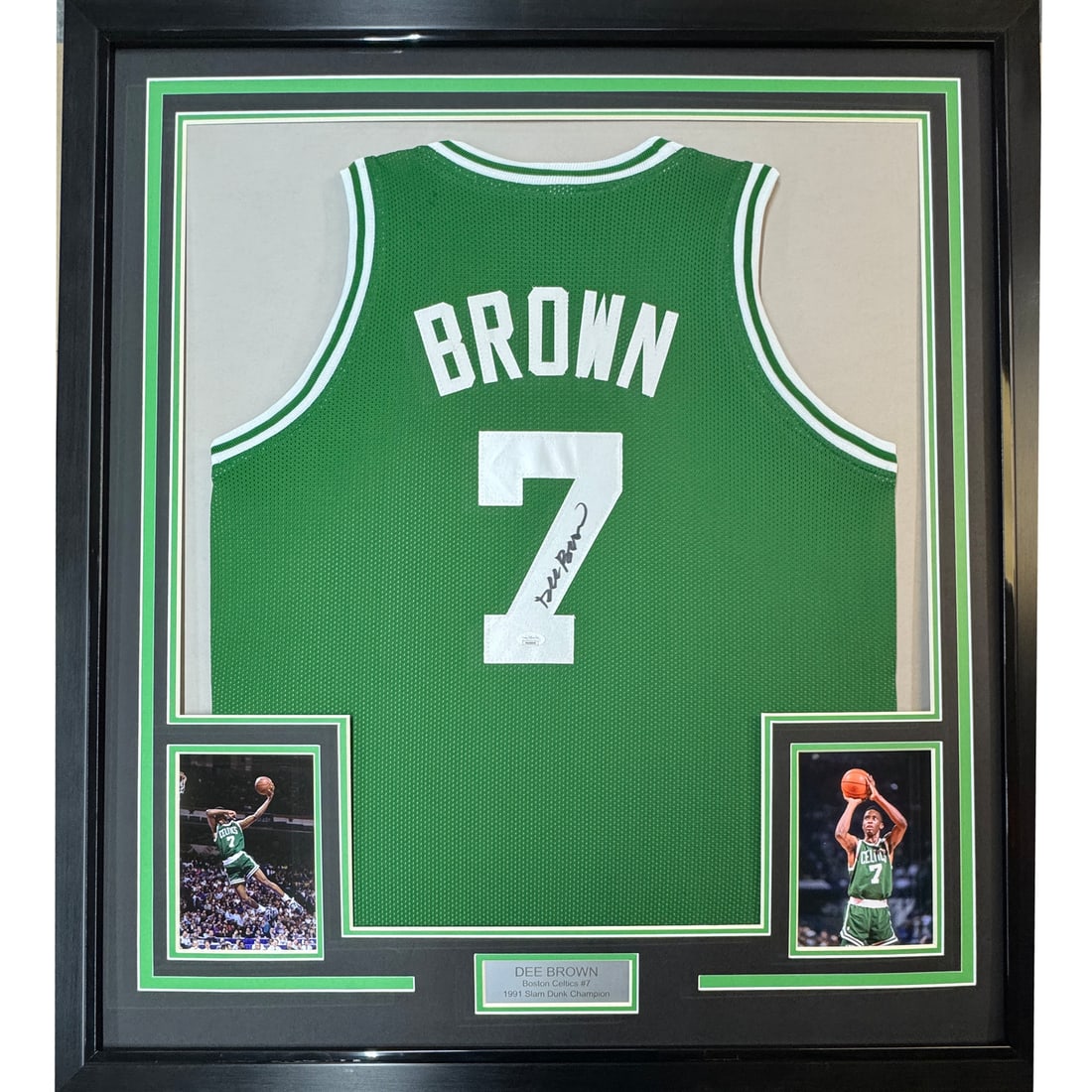 Dee Brown signed framed Celtics jersey 35x39 JSA COA (1 of 2)