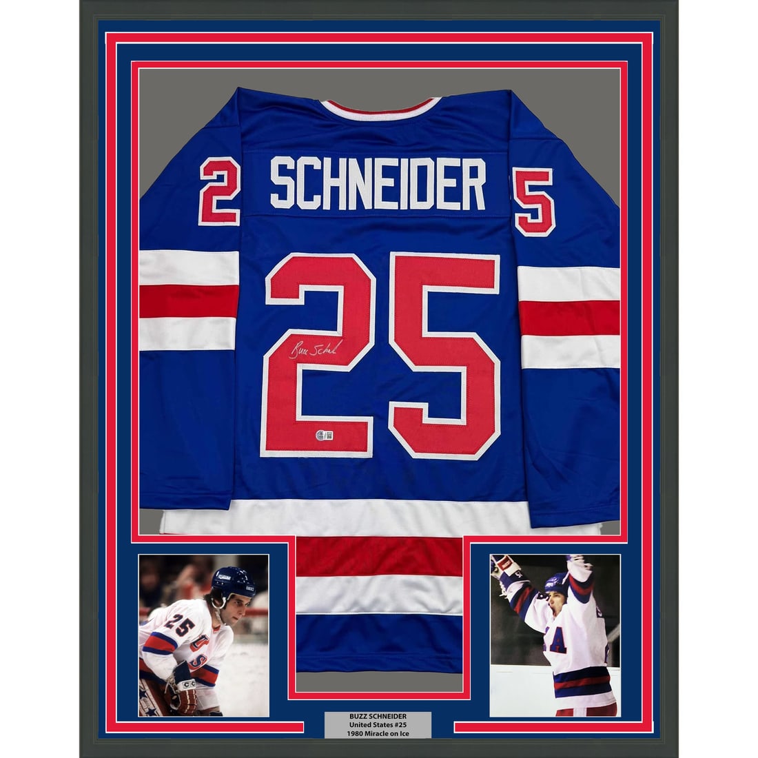 Framed Buzz Schneider Autographed Miracle On Ice Jersey BAS COA (1 of 2)