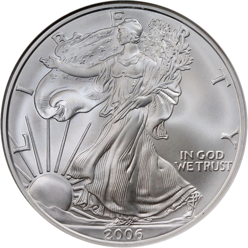 NGC MS70 2006-W American Silver Eagle $1 Burnished Brown Label (1 of 4)