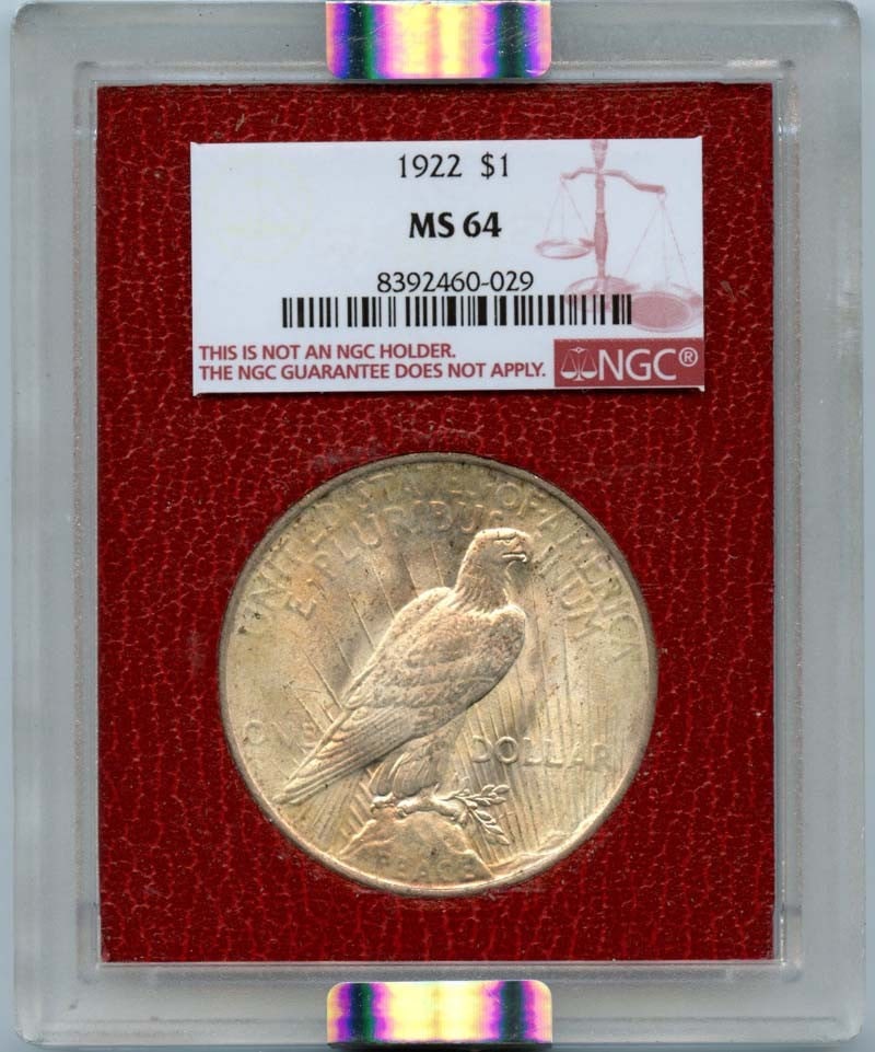 1922 Peace Dollar Silver Coin NGC MS64 Certified Uncirculated: 1922 Peace Dollar Silver Coin NGC MS64 Certified Uncirculated This is a 1922 Peace Dollar from the United States, graded MS64 by NGC. The coin is uncirculated and was minted in Philadelphia. It featur