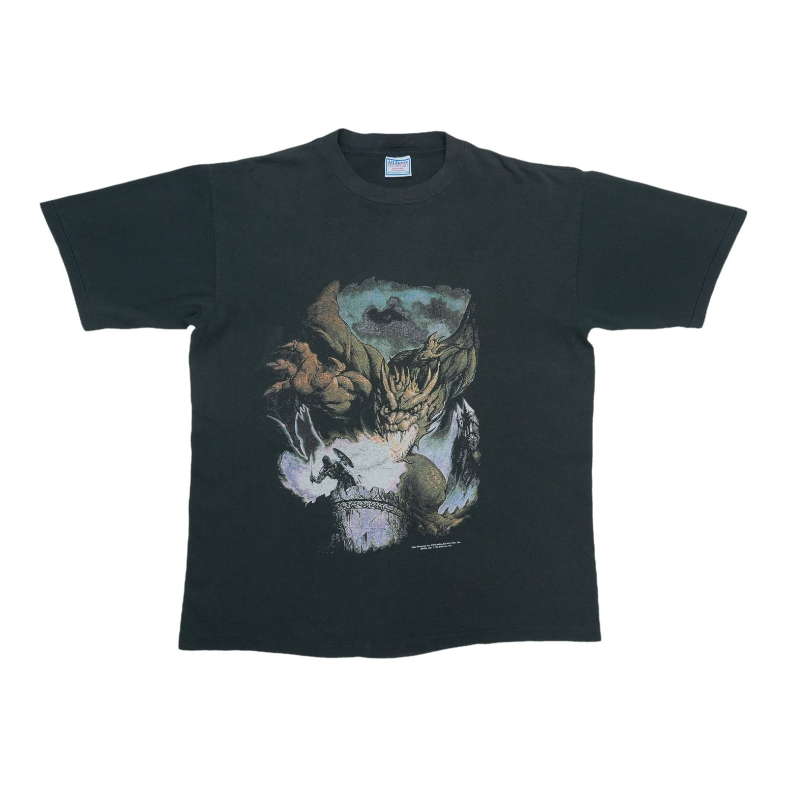Vintage 1995 TSR Red Dragons Black Cotton Shirt XL: Vintage 1995 TSR Red Dragons Black Cotton Shirt XL This is an original vintage 1995 Red Dragons TSR shirt, not a modern reproduction. The shirt is made of 100% cotton and features a black color. It is