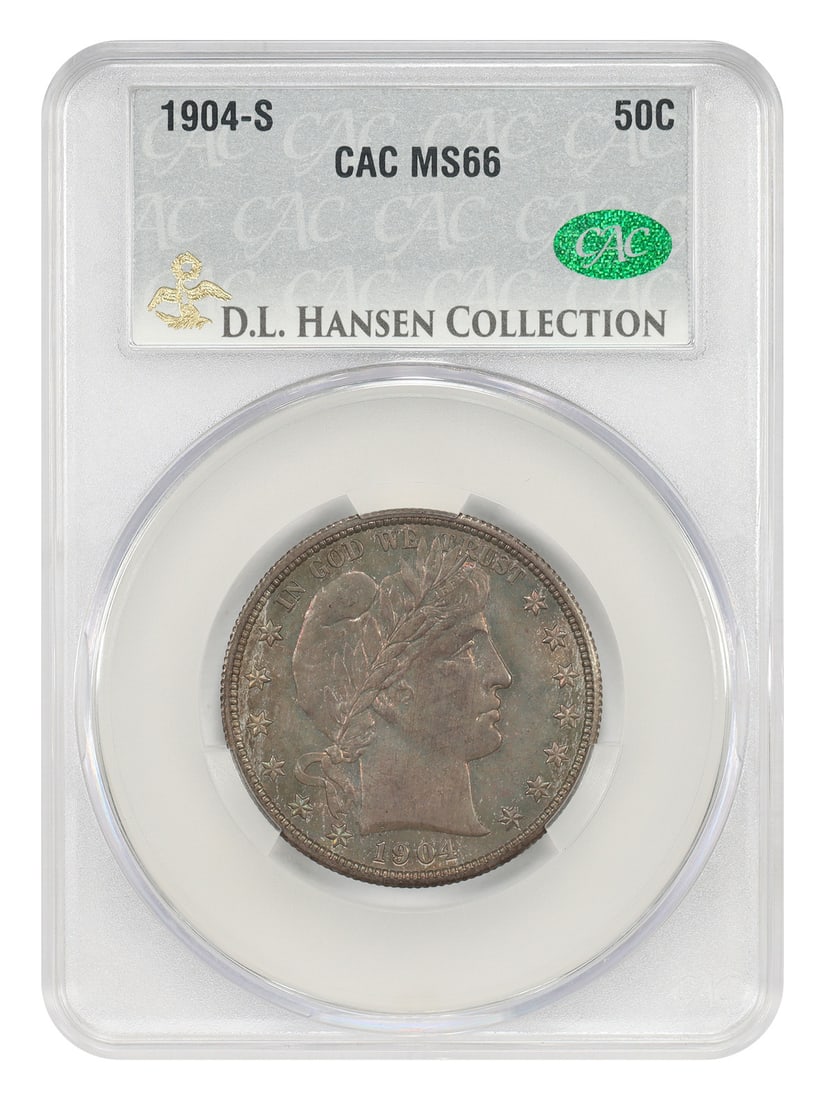 CACG MS66 1904-S Barber Half Dollar Key Date 50C Toned Coin (1 of 6)