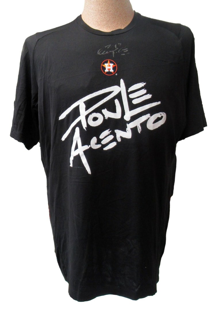 Game-Worn Houston Astros Shirt Signed by Carlos Correa PSA/DNA Authenticated: Game-Worn Houston Astros Shirt Signed by Carlos Correa PSA/DNA Authenticated This is a game-worn batting practice shirt autographed by Carlos Correa. The shirt was used by Correa during batting practi
