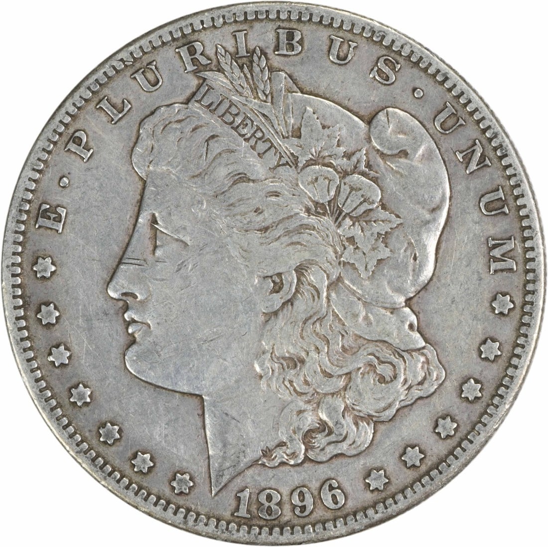 1896-S Morgan Silver Dollar VF Uncertified San Francisco Mint: 1896-S Morgan Silver Dollar VF Uncertified San Francisco Mint This 1896-S Morgan Silver Dollar is a classic piece of numismatic history. It features a composition of 90% silver and 10% copper, with a 