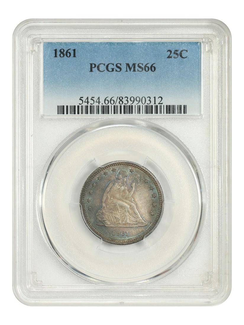 PCGS MS66 1861 Liberty Seated Quarter 25C Civil War Era (1 of 4)