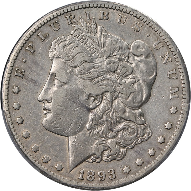 1893 CC Morgan Dollar PCGS VF Details Key Date: 1893 CC Morgan Dollar PCGS VF Details Key Date This 1893-CC Morgan Silver Dollar is graded VF Details by PCGS and features decent eye appeal with a nice strike, color, and surfaces. Issued by the Unit
