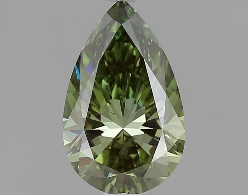Loose Diamond - PEAR 1.01ct Fancy Vivid Green VVS2: Loose Diamond - PEAR 1.01ct Fancy Vivid Green VVS2 Source: This is a real non-mined Diamond that has been grown in a lab Shape: PEAR Carats: 1.01 Color: Fancy Vivid Green Certification: IGI Video: