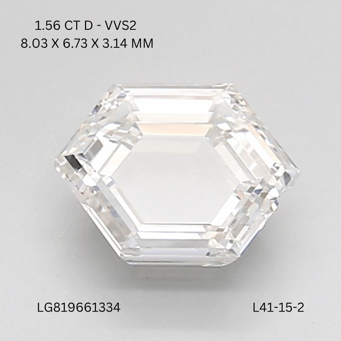 Loose Diamond - HEXAGONAL 1.56ct D VVS2: Loose Diamond - HEXAGONAL 1.56ct D VVS2 Source: This is a real non-mined Diamond that has been grown in a lab Shape: HEXAGONAL Carats: 1.56 Color: D Clarity: VVS2 Certification: IGI Video: