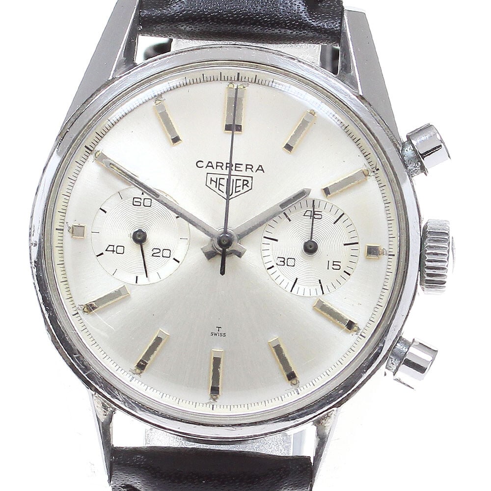 Heuer Carrera manual wind chronograph men's wristwatch: Heuer Carrera manual wind chronograph men's wristwatch This Heuer Carrera cal.92 is a men's chronograph wristwatch, crafted in Switzerland. The watch is pre-owned and is rated with a body condition ra