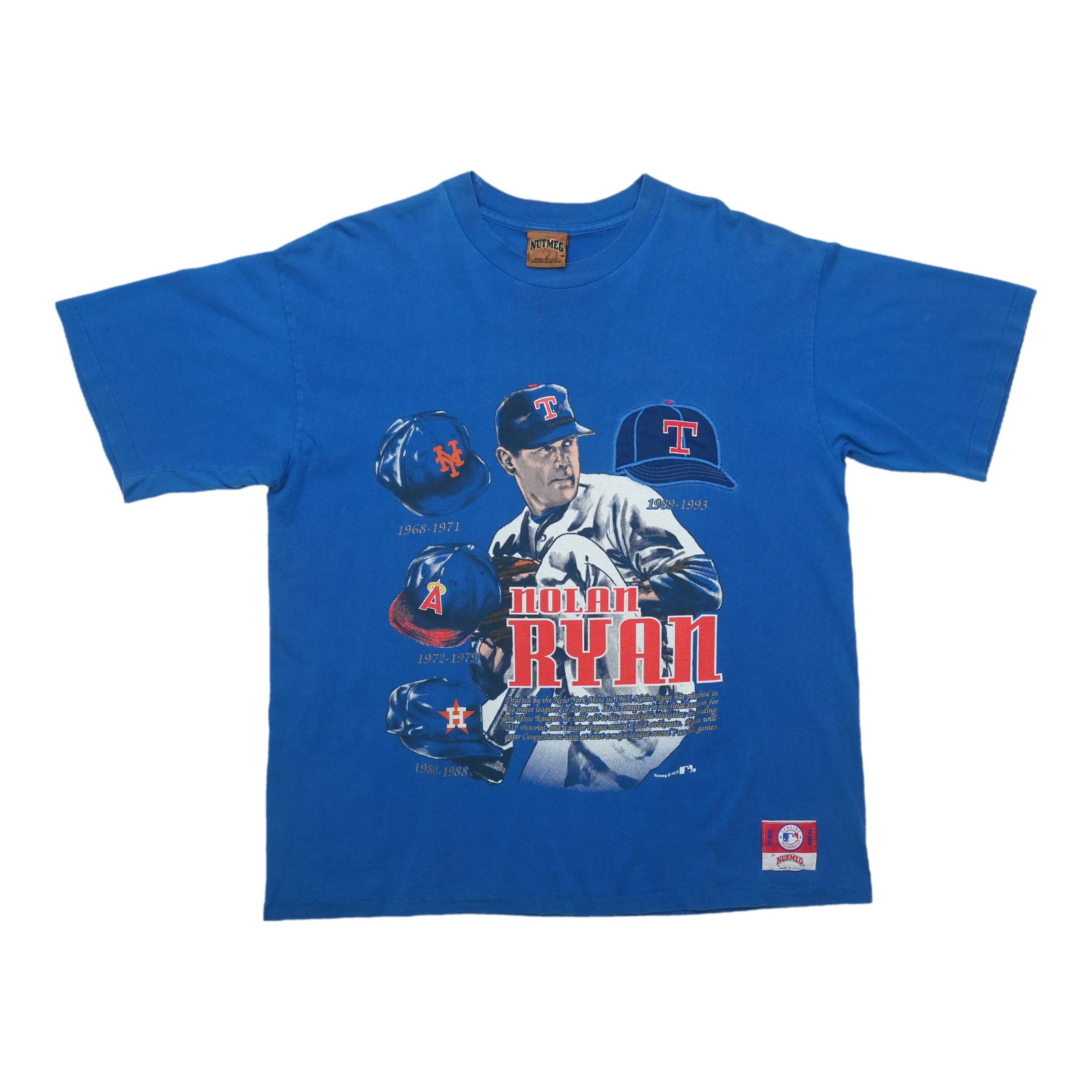 Vintage 1993 Nolan Ryan retirement blue cotton shirt: Vintage 1993 Nolan Ryan retirement blue cotton shirt This is an original vintage 1993 Nolan Ryan Career Retirement Shirt, celebrating the legendary pitcher's retirement. Made from 100% cotton, this bl