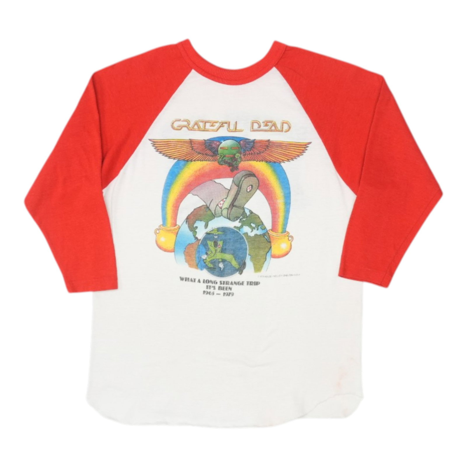 Vintage 1979 White Grateful Dead Long Strange Trip Jersey Shirt: Vintage 1979 White Grateful Dead Long Strange Trip Jersey Shirt This is an original vintage 1979 Grateful Dead Long Strange Trip jersey shirt featuring front and back graphics. Made from a 50/50 polye