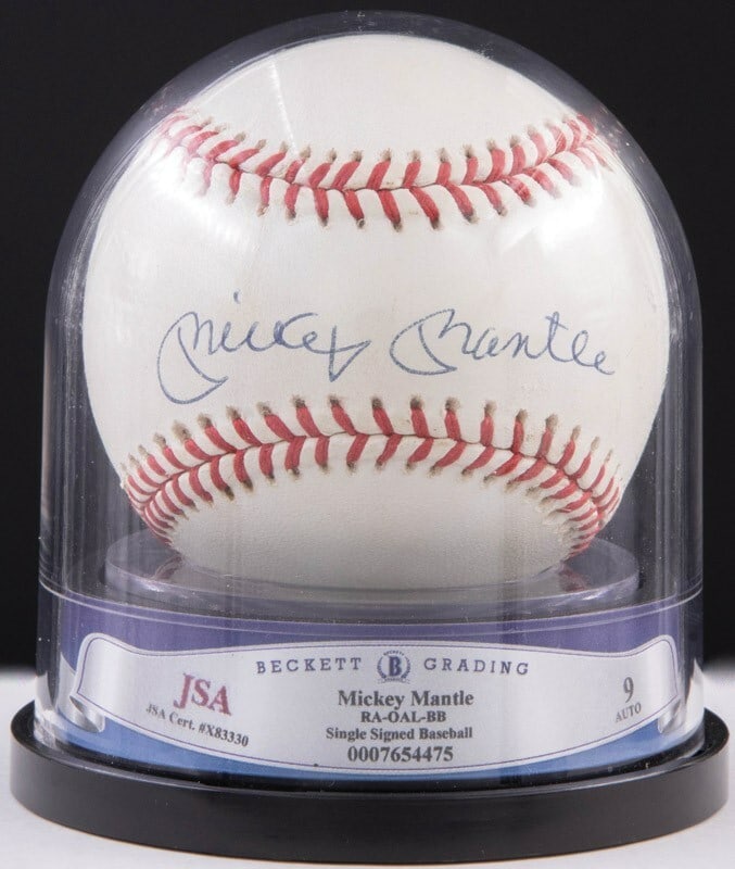 Mickey Mantle Signed Baseball JSA MINT 9 Official American League: Mickey Mantle Signed Baseball JSA MINT 9 Official American League This stunning Mickey Mantle signed baseball is a remarkable collectible for any baseball enthusiast. Authenticated by James Spence Aut