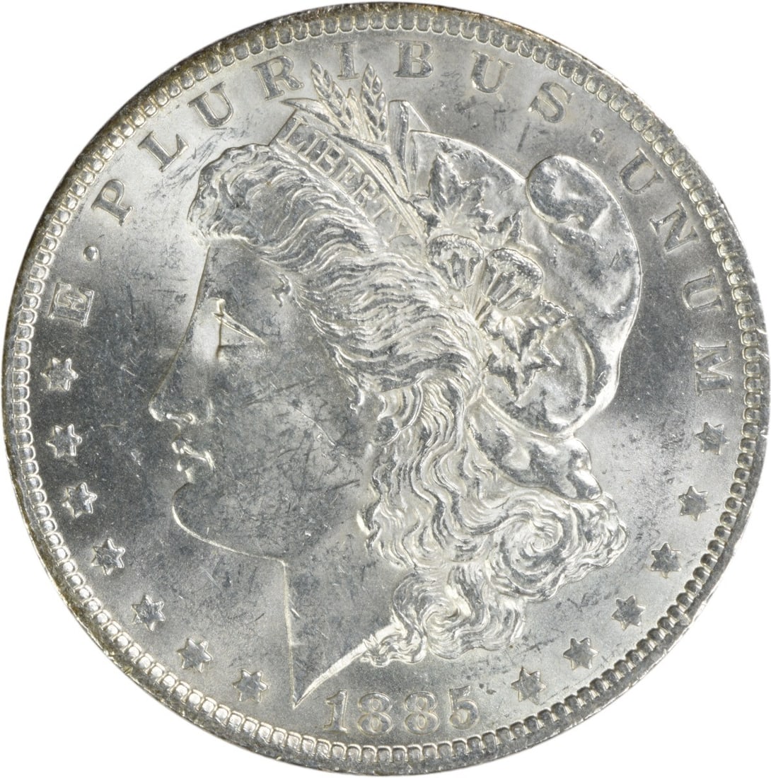 Uncirculated 1885 O Silver Dollar Morgan Type Brilliant Condition: Uncirculated 1885 O Silver Dollar Morgan Type Brilliant Condition This 1885-O Morgan Silver Dollar is an uncirculated coin featuring brilliant uncirculated (BU) quality. Struck at the New Orleans Mint