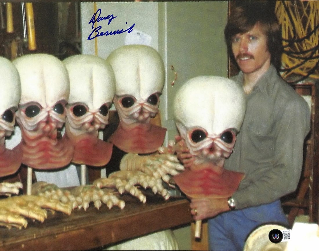 Beckett Authenticated Doug Beswick Signed 11x14 Star Wars Cantina Photo: Beckett Authenticated Doug Beswick Signed 11x14 Star Wars Cantina Photo This 11x14 inch color photograph is hand-signed by special effects artist Doug Beswick and features him alongside the iconic Can