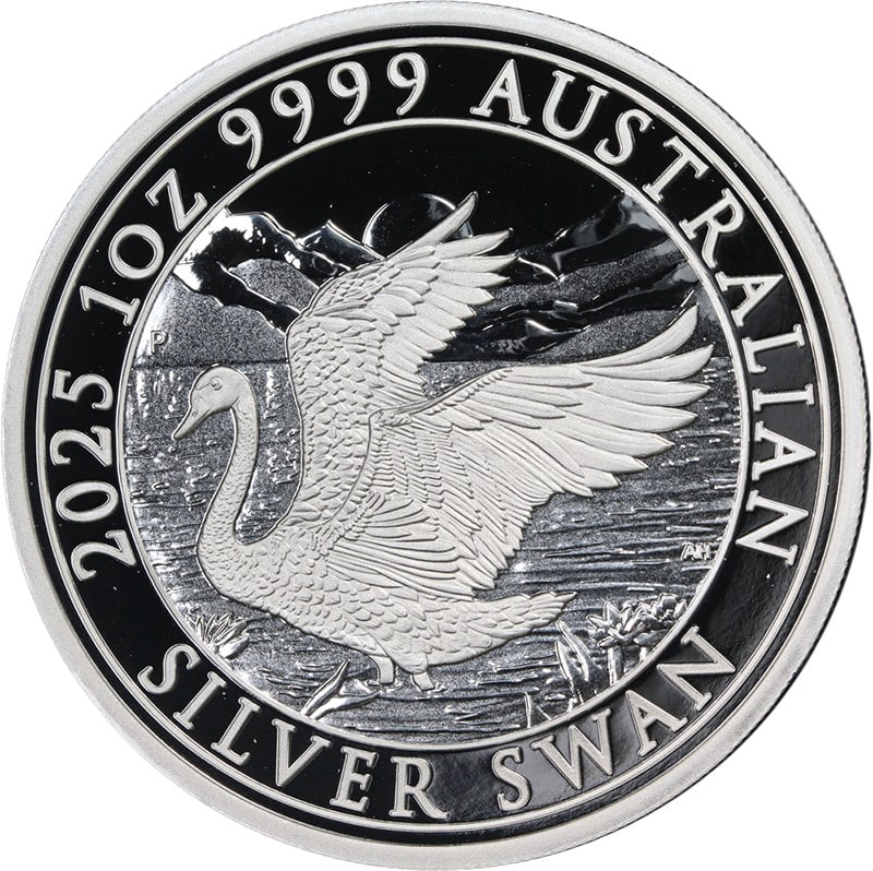 2025 Australia Silver Swan 1oz Proof Perth ANDA OGP COA: 2025 Australia Silver Swan 1oz Proof Perth ANDA OGP COA This is a 2025 Australia 1oz Silver Swan Proof coin, produced by the Perth Mint. Composed of 0.999 fine silver, this uncirculated coin features 