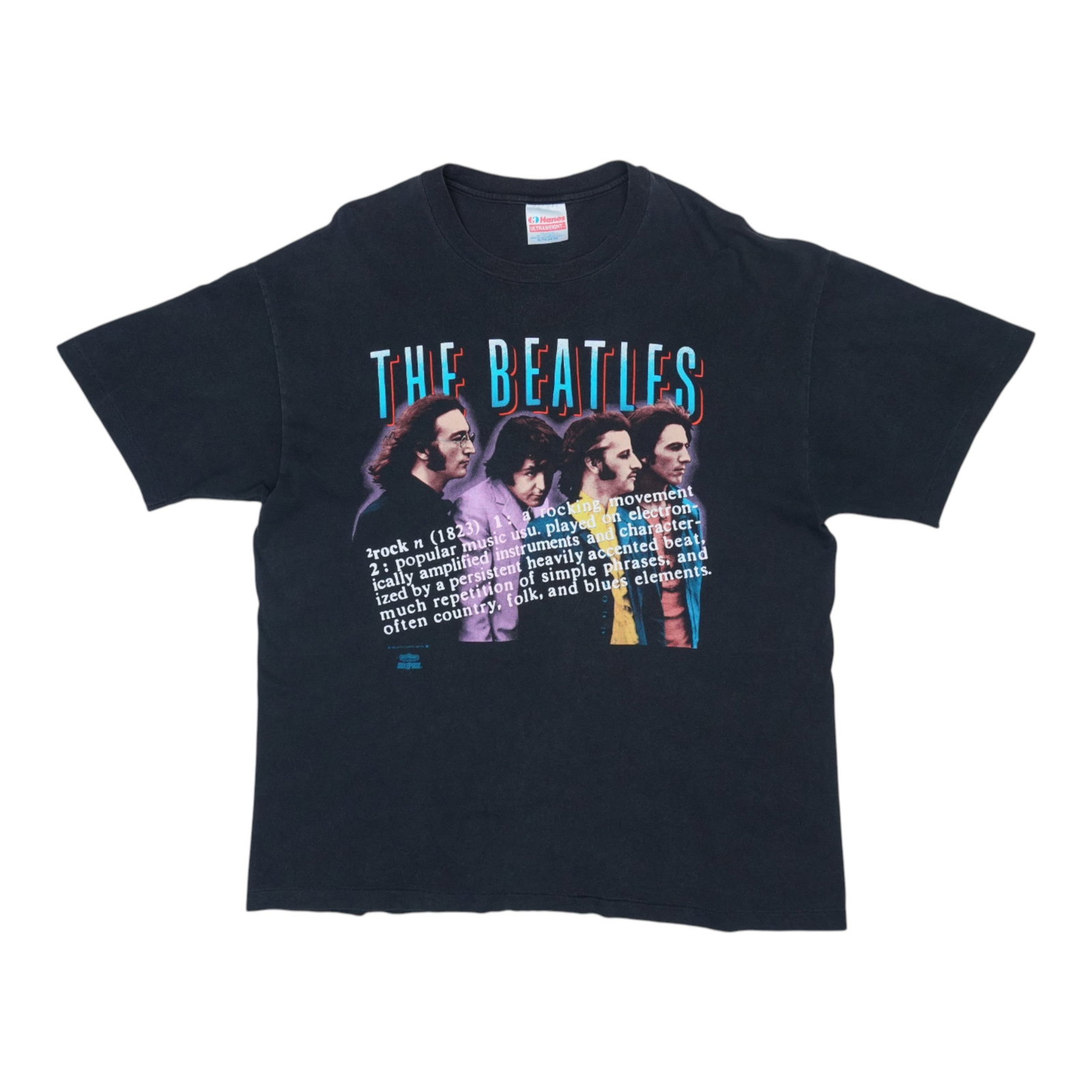 Vintage 1990 The Beatles Black Cotton Graphic T-Shirt Extra Large: Vintage 1990 The Beatles Black Cotton Graphic T-Shirt Extra Large This is an original vintage 1990 The Beatles shirt, featuring front and back graphics. The shirt is made from 100% cotton and comes in