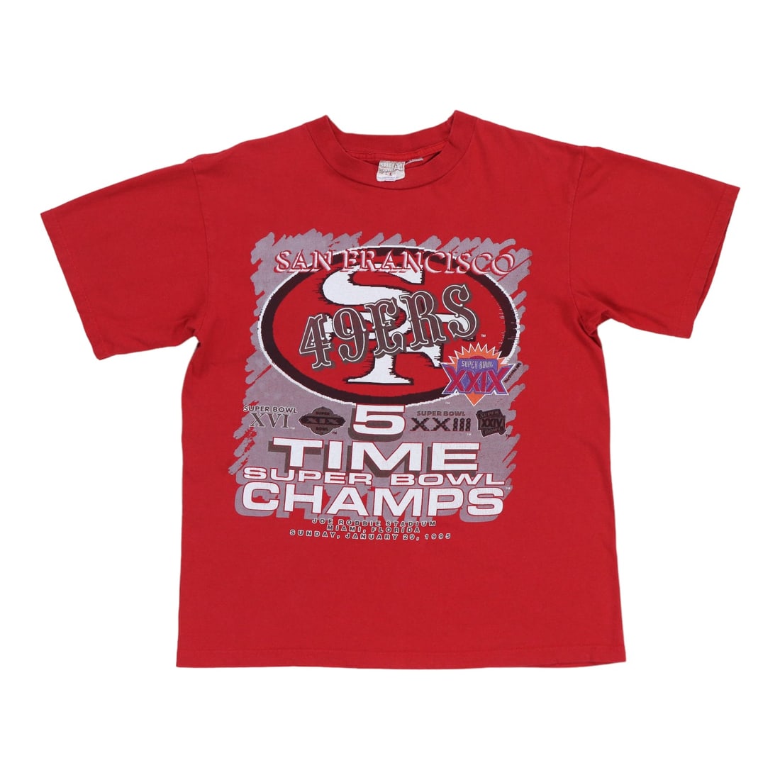 Vintage 1995 San Francisco Five-Time Super Bowl Champions Red Cotton Shirt (1 of 4)
