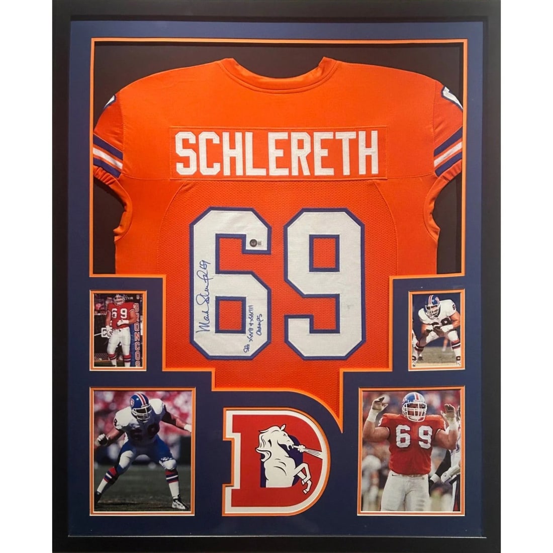 Mark Schlereth Signed Framed Jersey Denver Broncos Beckett Authenticated: Mark Schlereth Signed Framed Jersey Denver Broncos Beckett Authenticated Celebrate your love for the Denver Broncos with this autographed Mark Schlereth framed jersey. Authenticated by Beckett, a lead