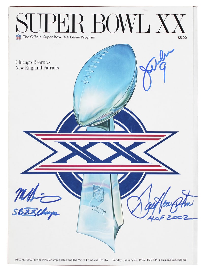 Chicago Bears Super Bowl XX Program signed by McMahon Singletary Hampton BAS (1 of 7)